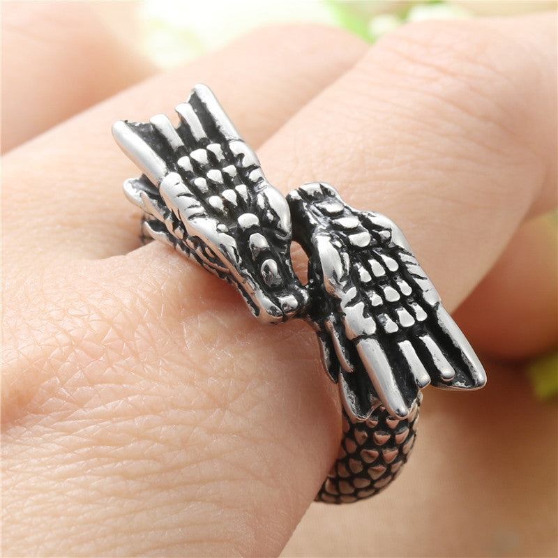 Titanium Steel Chinese Dragon Ring (European & American)