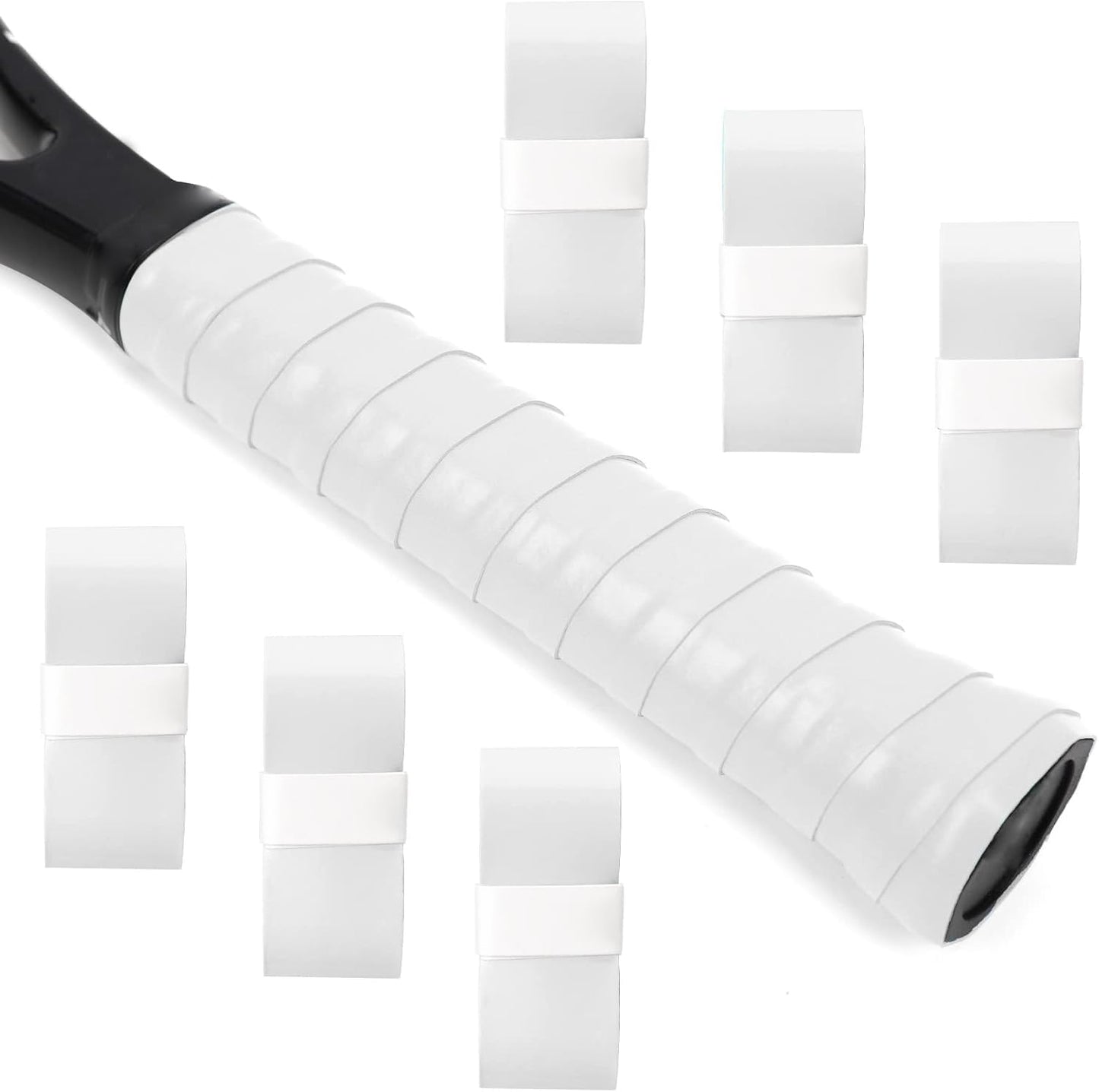 SPORTS Tennis Racket Grip Tape 6 Pack Precut Anti Slip Tennis Grip Tape Absorbent Dry Feel Tennis Grips Overgrip for Tennis Pickleball White