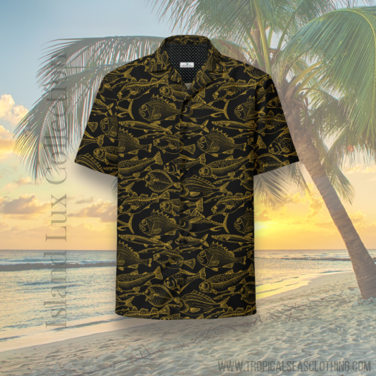Gold Riches Hawaiian Button Shirt: Dive into Opulent Ocean Elegance!