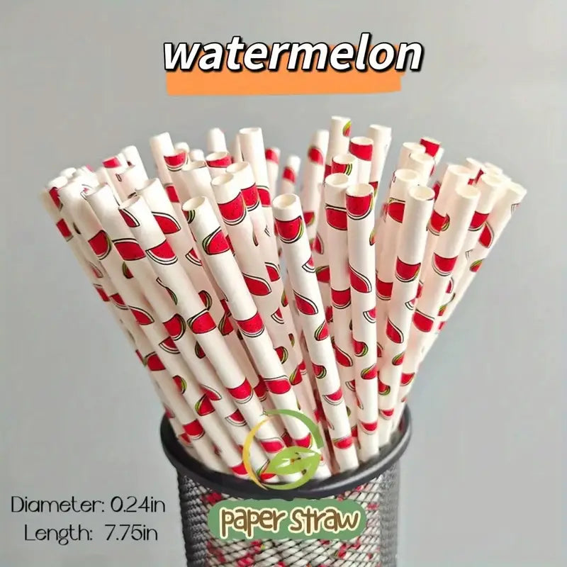 Biodegradable Fruit Series Paper Straws (25/100 Packs)