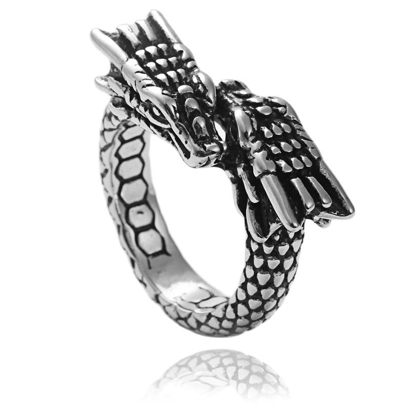 Titanium Steel Chinese Dragon Ring (European & American)