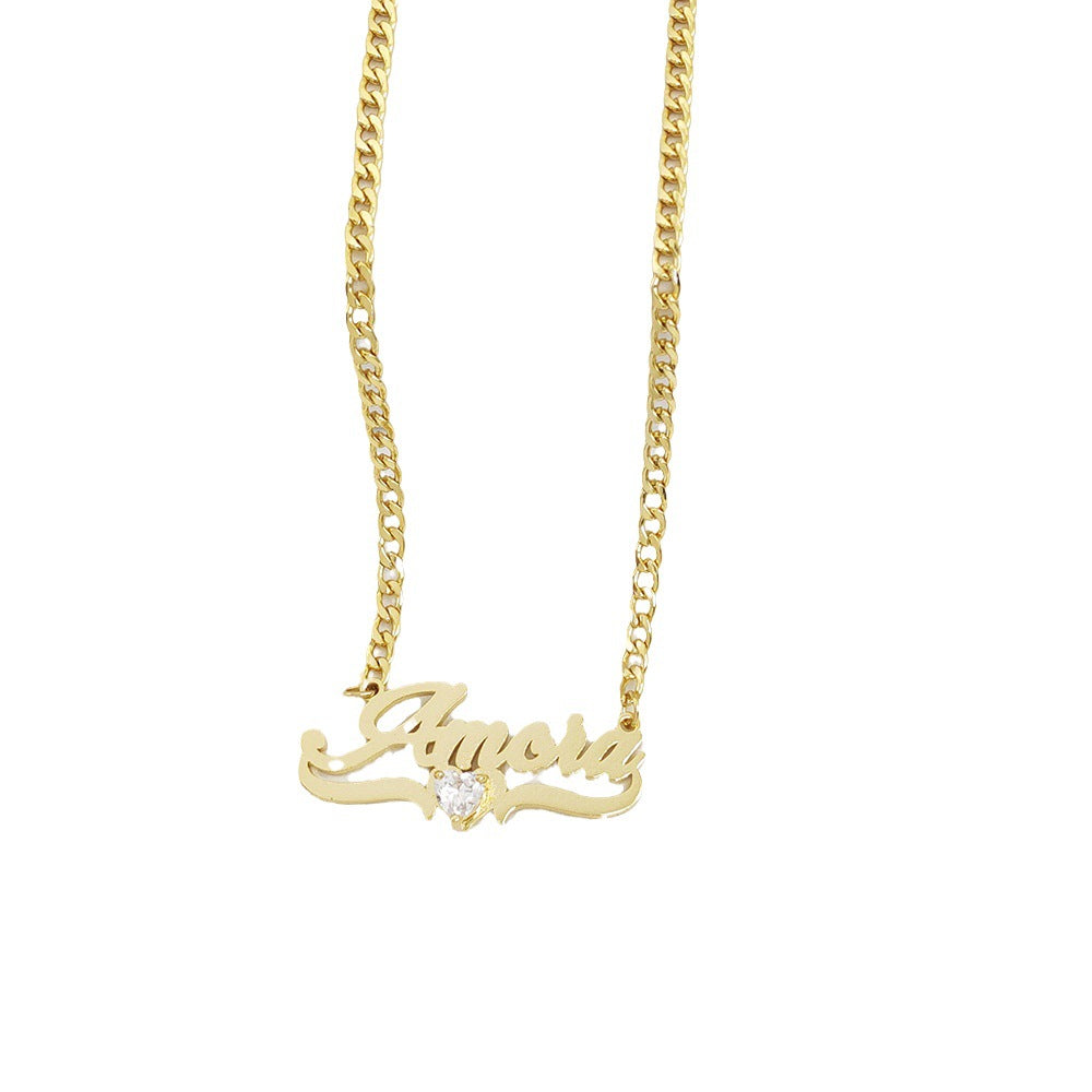 Personal DIY name Necklace with Heart Birthstone