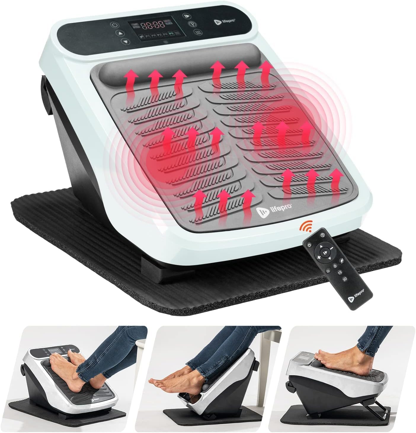 LFoot Massager for Relaxing Calf & Foot Therapy - Vibrating Foot Massage Circulation Machine for Legs and Feet with Heat Combo -Under Desk Foot Massager for Pain Relief and Circulation of Blood