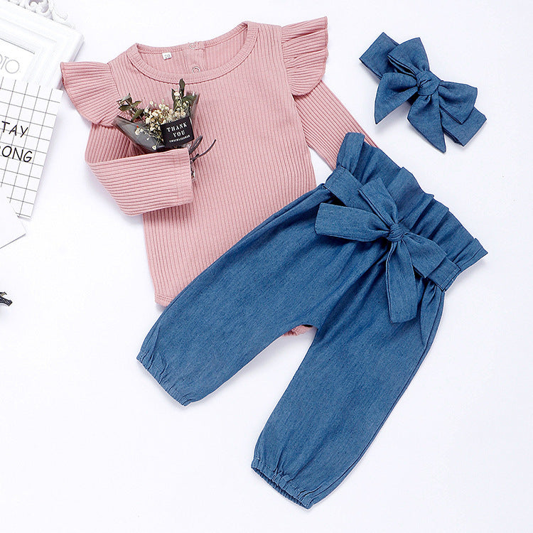 Baby Long Sleeve Triangle Bodysuit Set
