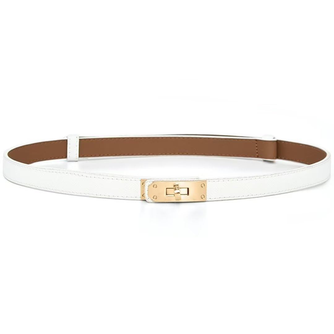 Cntuohai 2 in 1 Womens Skinny Leather BeltAlloy Turn Lock Adjustable Slim Thin Waist Belt