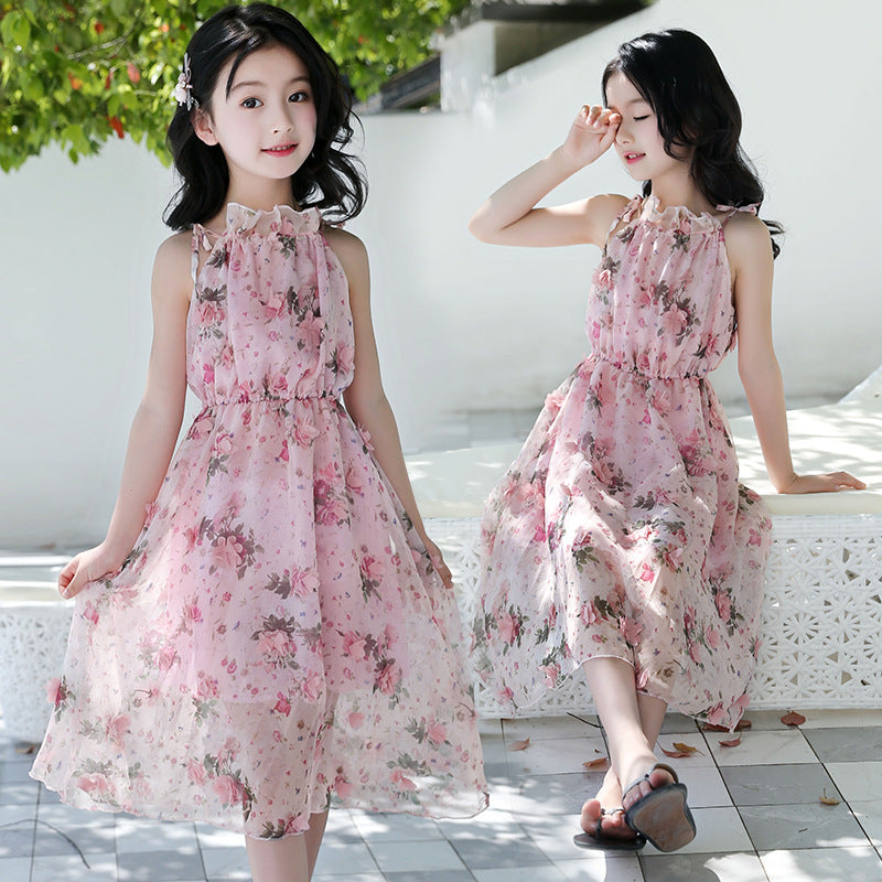Girl Bohemian Summer Dress - Floral Beach Maxi Dress