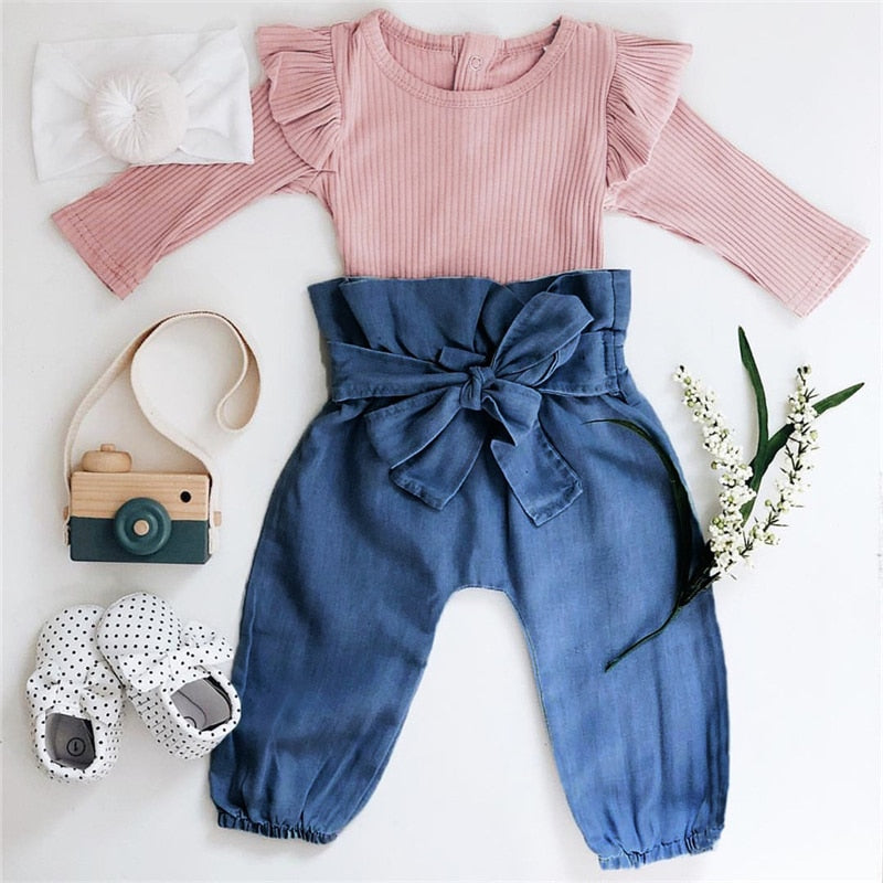Baby Long Sleeve Triangle Bodysuit Set
