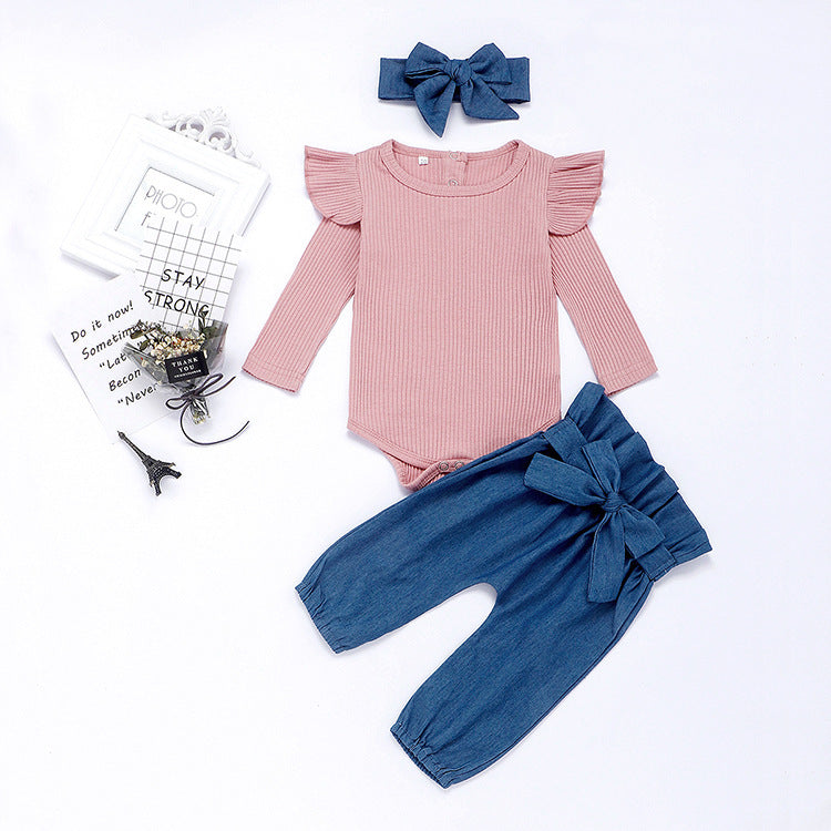 Baby Long Sleeve Triangle Bodysuit Set