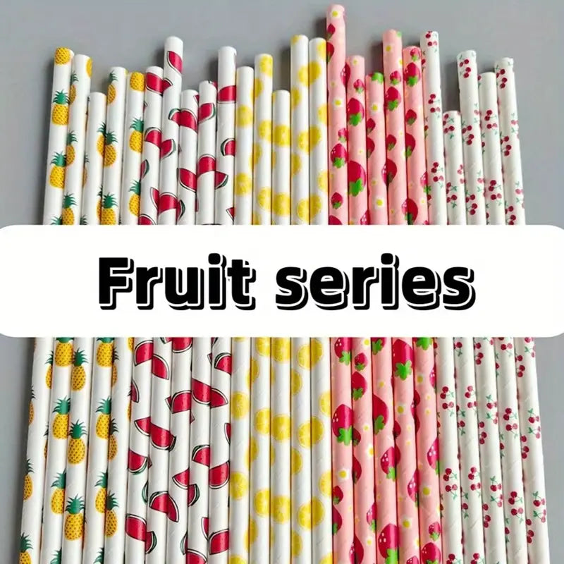 Biodegradable Fruit Series Paper Straws (25/100 Packs)