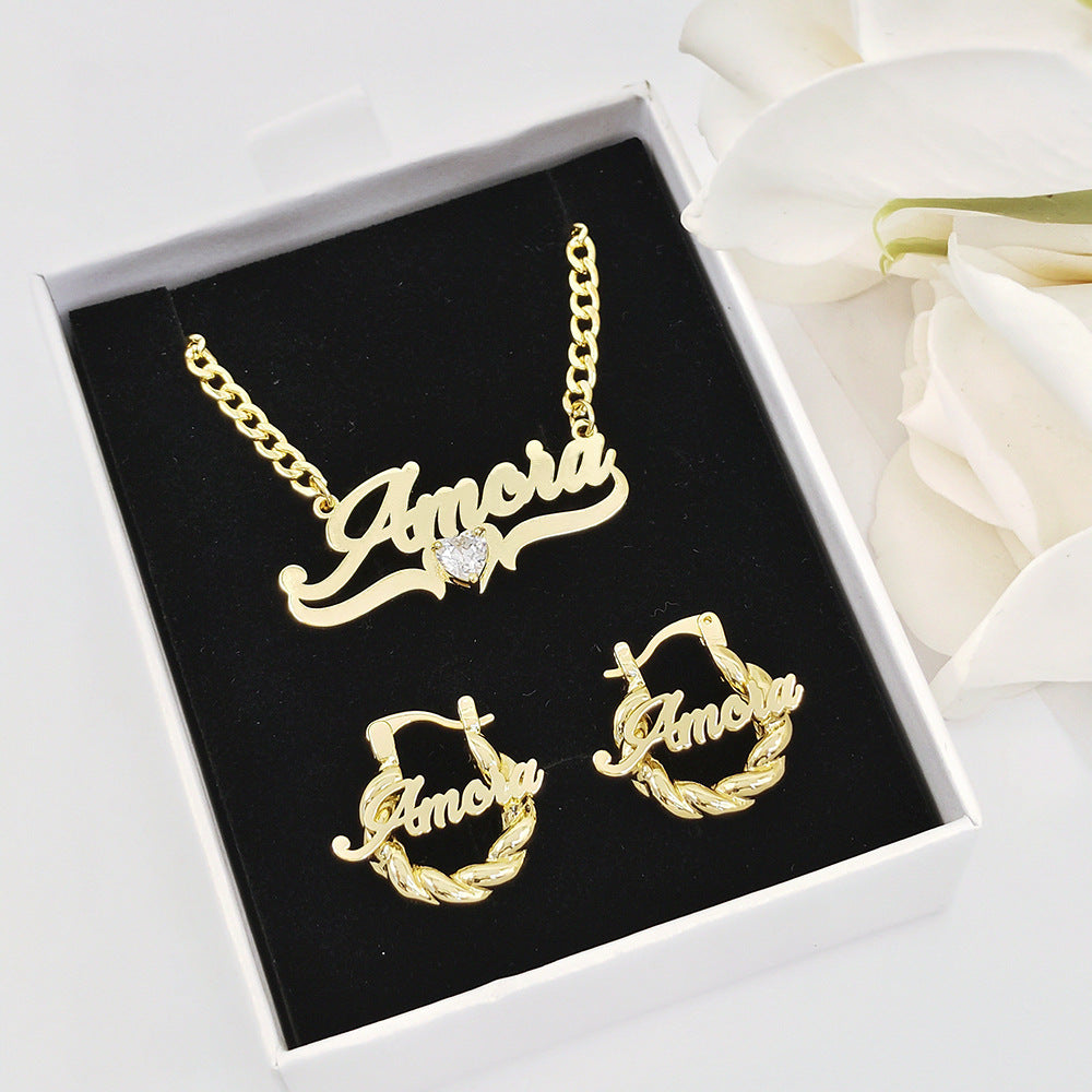 Personal DIY name Necklace with Heart Birthstone