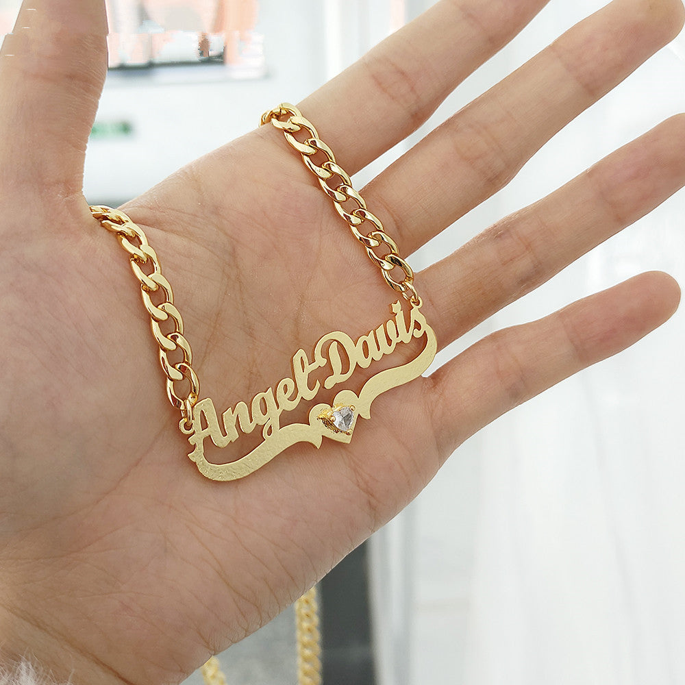 Personal DIY name Necklace with Heart Birthstone