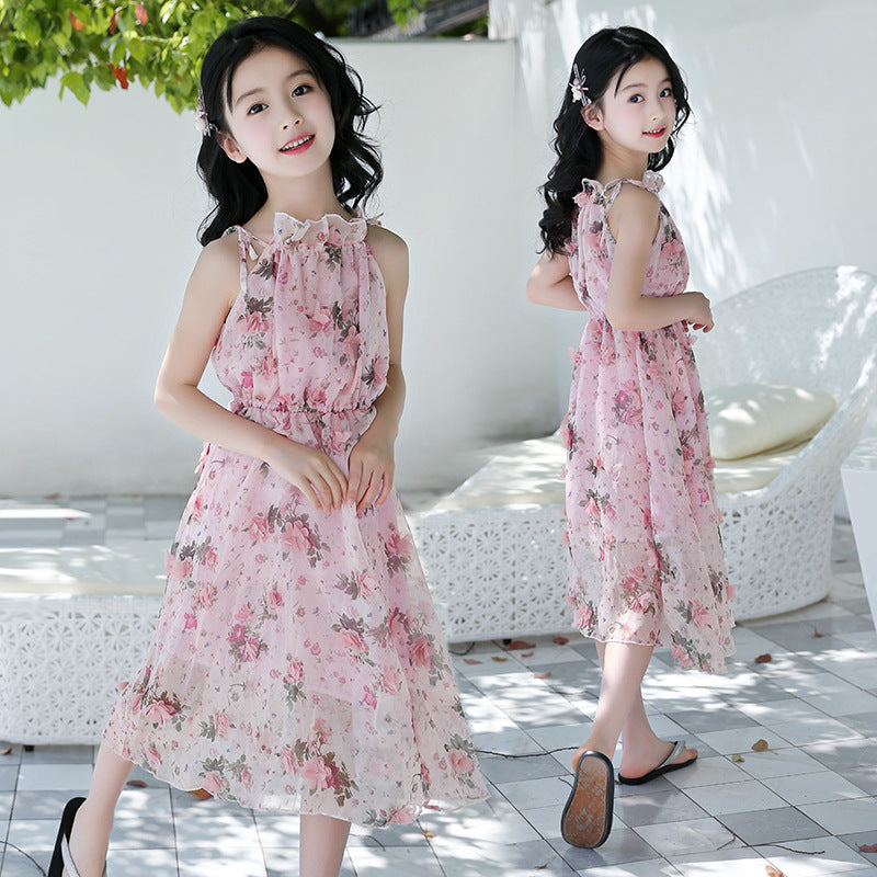 Girl Bohemian Summer Dress - Floral Beach Maxi Dress