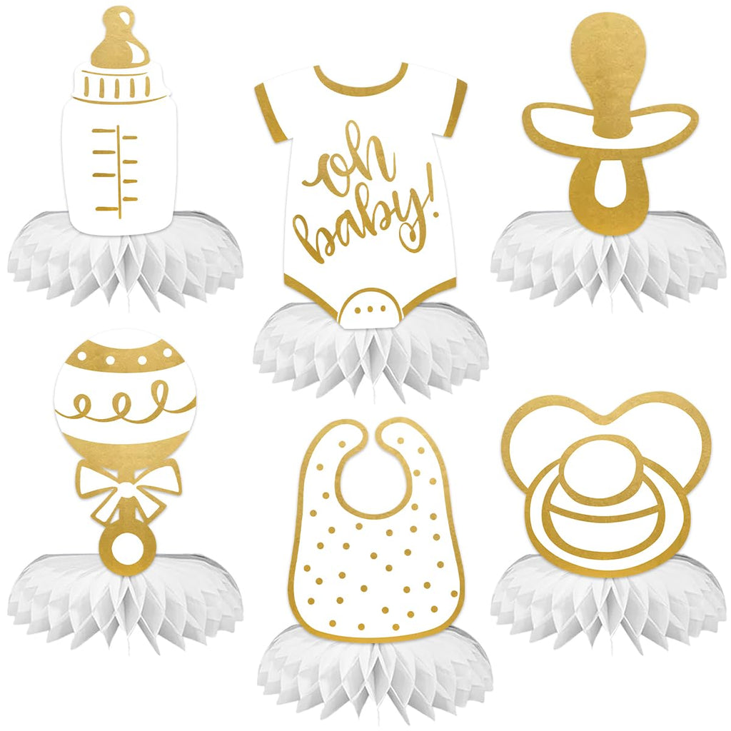 6pcs Baby Shower Centerpieces for Neutral Gold Baby Shower Decorations Oh Baby Honeycomb Gender Neutral Baby Shower Decorations Table Decorations
