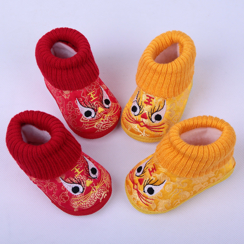Winter Baby Tiger Shoes, Satin Dragon Baby Shoes