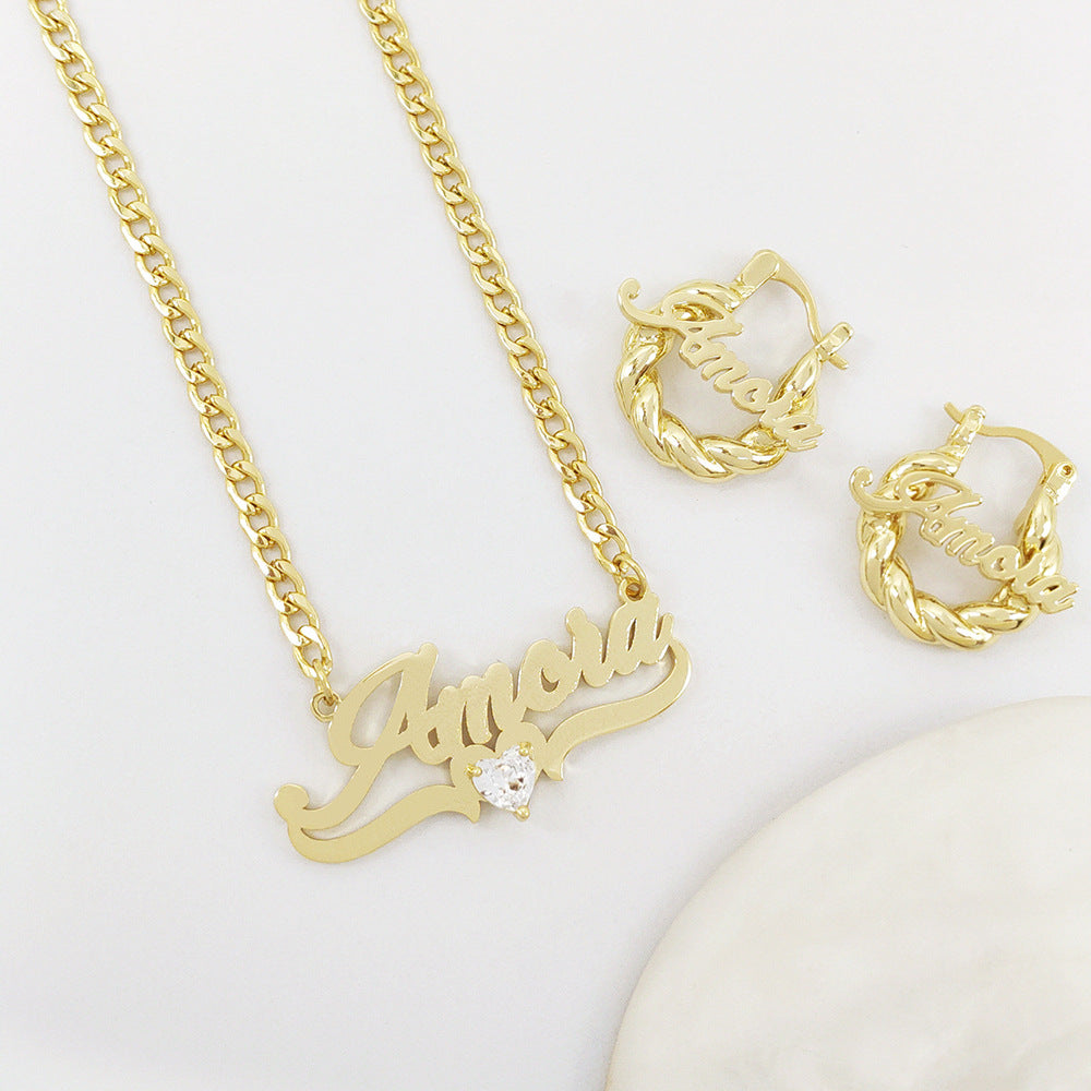 Personal DIY name Necklace with Heart Birthstone