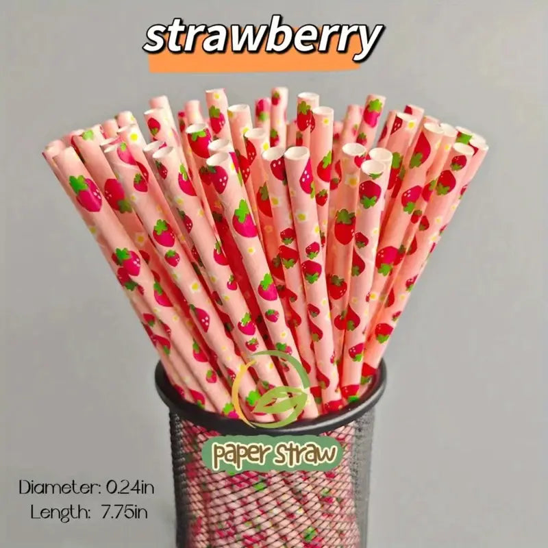 Biodegradable Fruit Series Paper Straws (25/100 Packs)