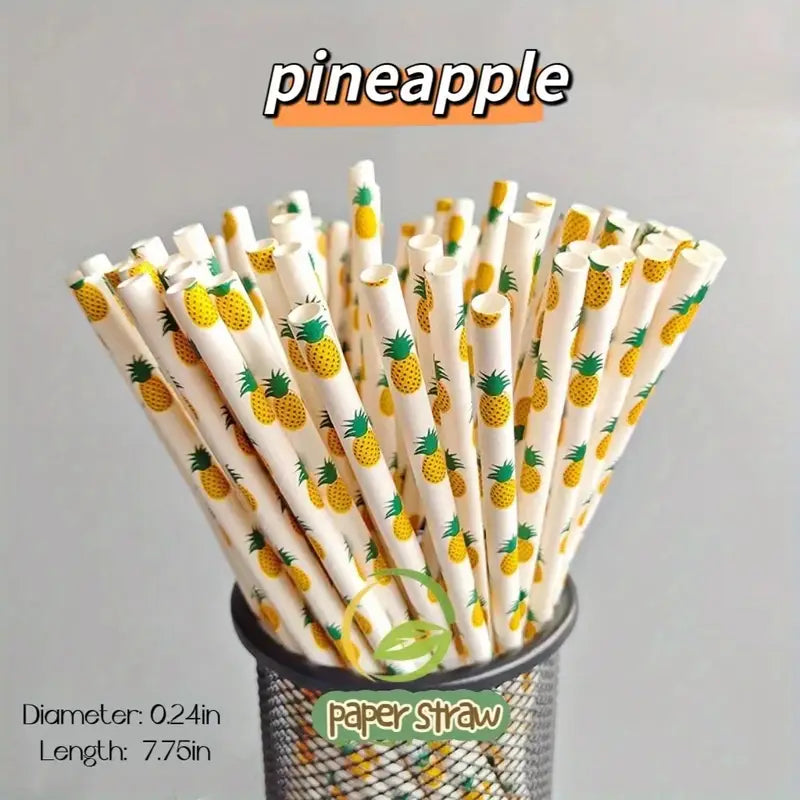Biodegradable Fruit Series Paper Straws (25/100 Packs)