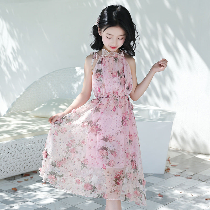 Girl Bohemian Summer Dress - Floral Beach Maxi Dress