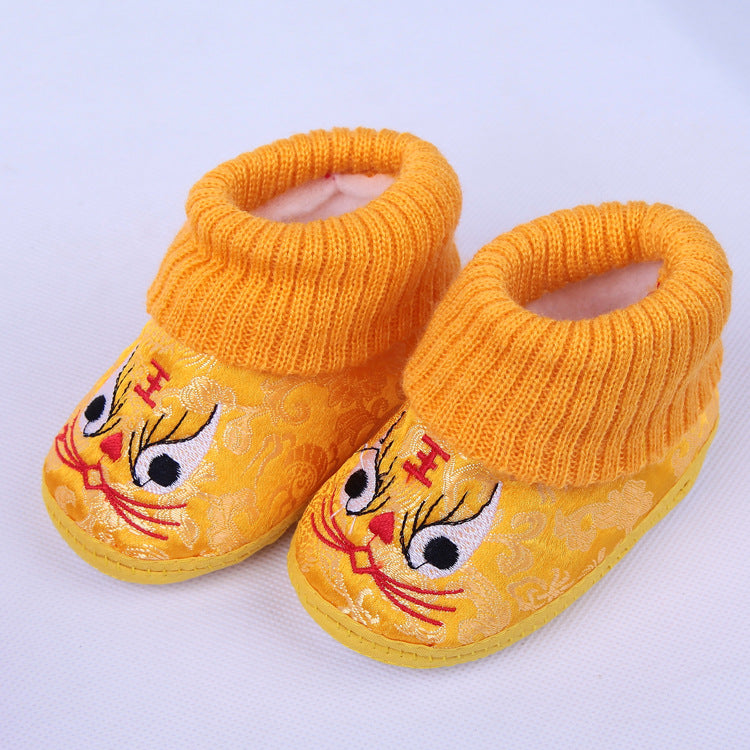 Winter Baby Tiger Shoes, Satin Dragon Baby Shoes