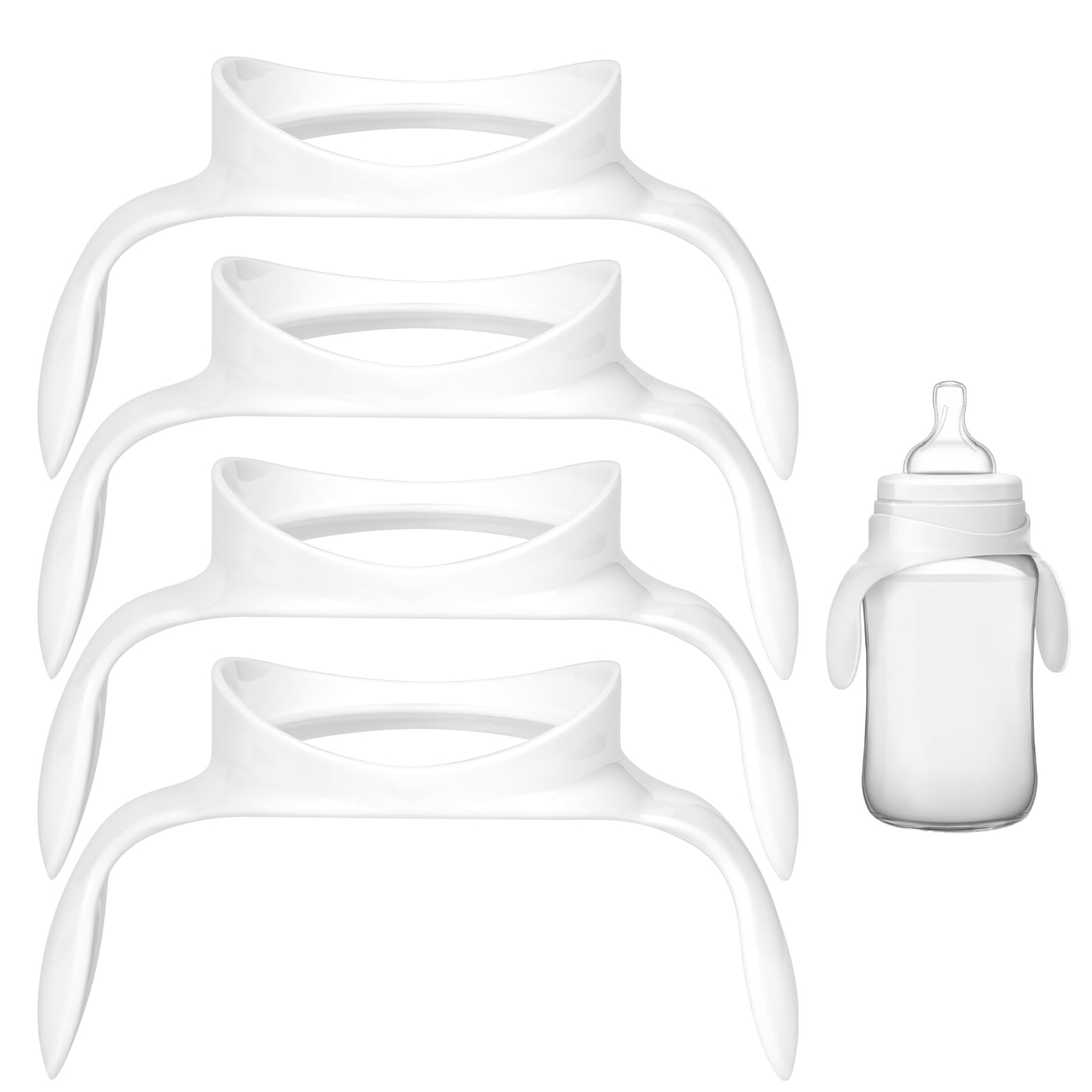 4pcs Baby Bottle Handles for Avent White Baby Bottle Holder with Easy Grip Handles Baby Bottle Accessories for Baby Feeding Drink Independently