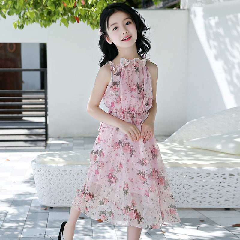 Girl Bohemian Summer Dress - Floral Beach Maxi Dress