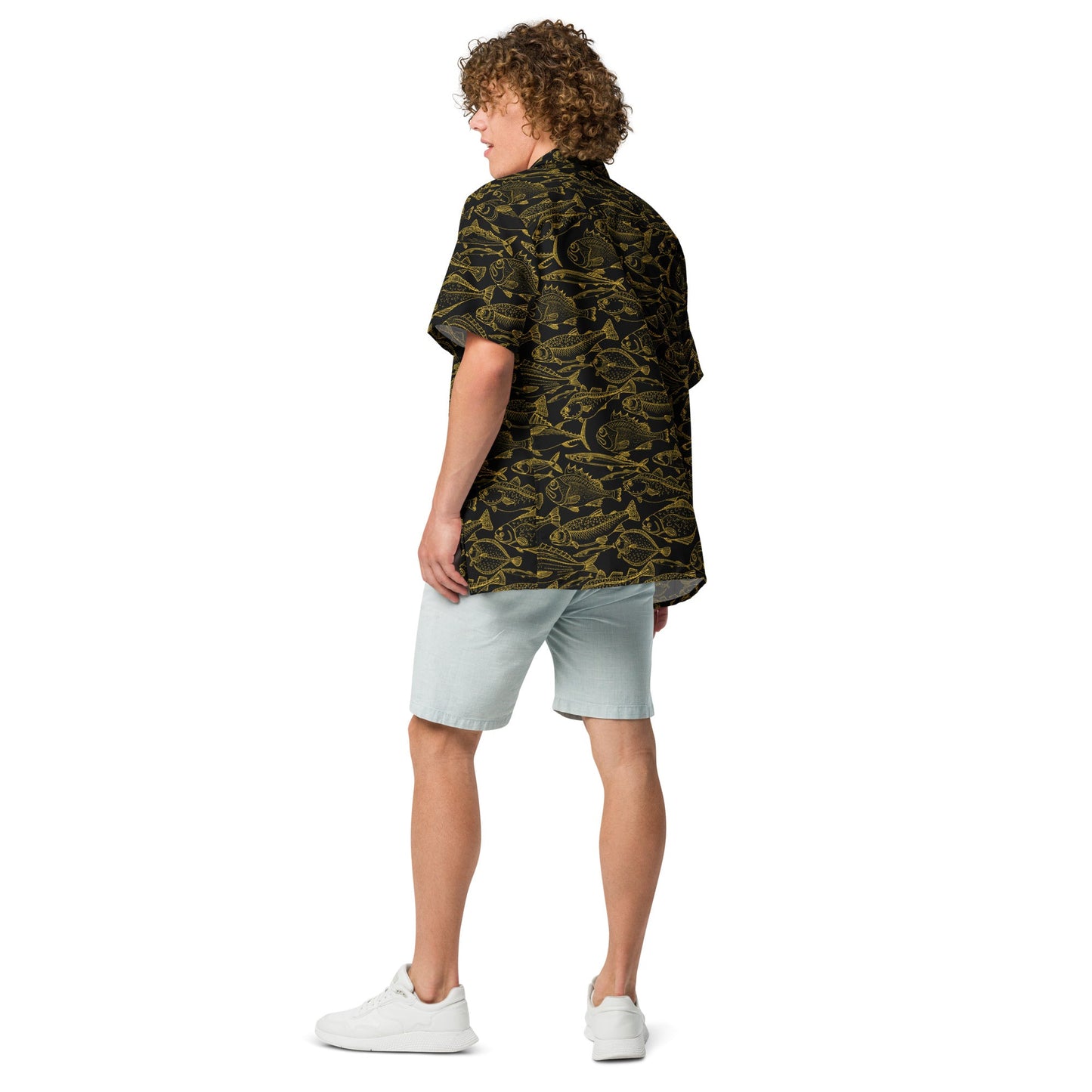 Gold Riches Hawaiian Button Shirt: Dive into Opulent Ocean Elegance!