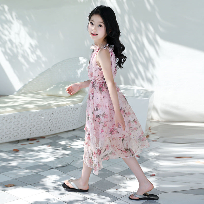 Girl Bohemian Summer Dress - Floral Beach Maxi Dress