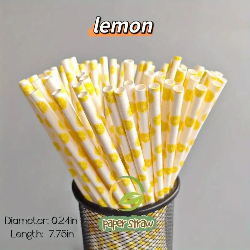 Biodegradable Fruit Series Paper Straws (25/100 Packs)