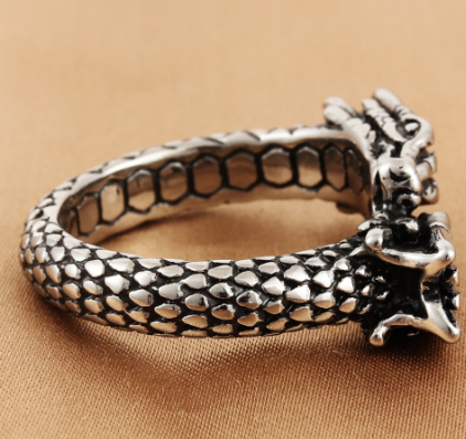 Titanium Steel Chinese Dragon Ring (European & American)