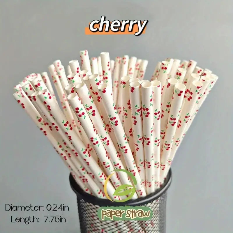 Biodegradable Fruit Series Paper Straws (25/100 Packs)