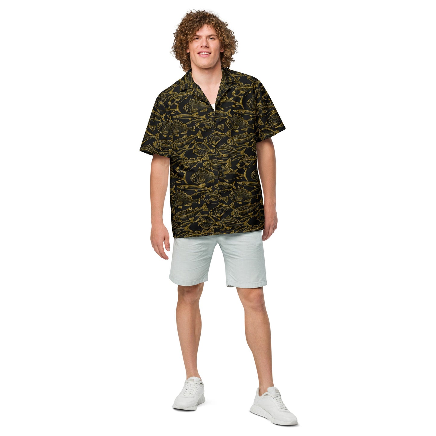 Gold Riches Hawaiian Button Shirt: Dive into Opulent Ocean Elegance!